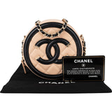 Chanel Quilted Caviar Leather CC Filigree Round Crossbody Bag
