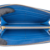 Prada Blue Saffiano Leather Zip Around Wallet