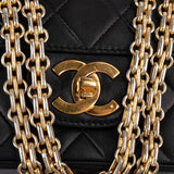 Chanel Quilted Lambskin 24K Gold Double Flap Shoulder Bag