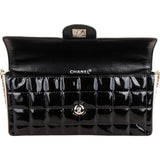 Chanel Quilted Patent Leather Chocolate Bar Single Flap Shoulder Bag