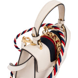 Gucci White Leather Sylvie Mini Top Handle Crossbody Handbag
