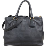 Prada Black Vitello Daino Leather Tote Handbag