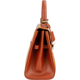 MCM Brown Leather Visetos Kelly Style Top Handle Handbag