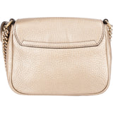 Gucci Pebbled Metallic Leather Soho Mini Saddle Chain Crossbody Bag
