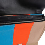 Céline Bicolor Leather Multicolor Striped Cotton Trapeze Handbag
