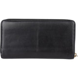 Yves Saint Laurent Black Leather Embossed Zip Around Wallet