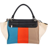Céline Bicolor Leather Multicolor Striped Cotton Trapeze Handbag