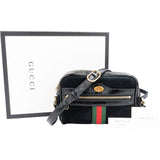 Gucci Suede Crinkled Patent Leather Ophidia Small Crossbody Bag
