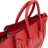 Celine Red Drummed Calfskin Luggage Handbag
