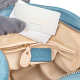 Chloé Blue Pebbled Leather Paraty Shoulder Handbag