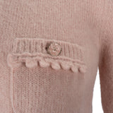 Chanel 2026SS Pink Cashmere CC Buttons Crochet Cropped Cardigan (FR36)