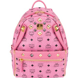 MCM Monogram Visetos Pink Stark Studs 2 in 1 Pochette Crossbody Bag Backpack