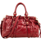 Miu Miu Vitello Lux Leather Gathered Satchel Handbag
