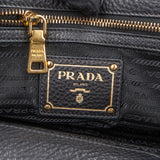Prada Black Vitello Daino Leather Large Tote Handbag
