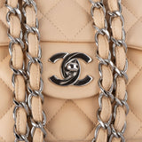 Chanel Quilted Lambskin Palladium Jumbo Single Flap Crossbody Bag