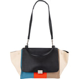 Céline Bicolor Leather Multicolor Striped Cotton Trapeze Handbag