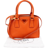 Prada Orange Saffiano Lux Leather Micro Galleria Crossbody Handbag