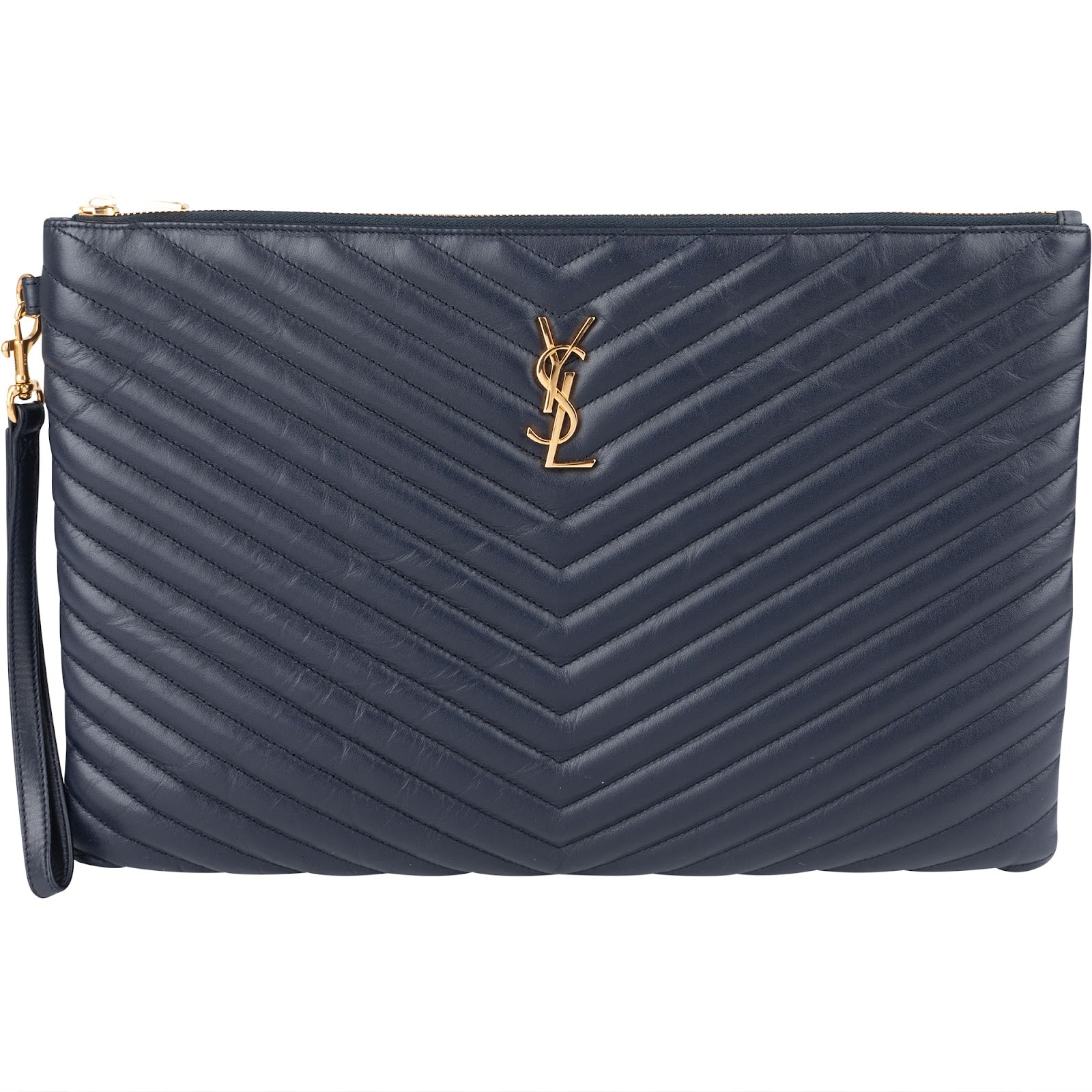 [🔄️B11 / F35] Saint Laurent Quilted Leather Monogram Pouch - vintageandkickz