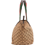 Gucci Monogram GG Canvas Web Tote Shoulder Bag