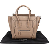 Celine Drummed Calfskin Luggage Handbag