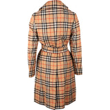 Burberry Beige Wool Nova Check Monogram Womens Trench Coat (L)