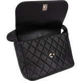 Chanel Quilted Leather Palladium Messenger Shoulder Bag