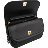 Chanel Quilted Lambskin Half Moon 24K Gold Double Flap Shoulder Bag