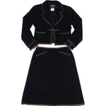 [🔄️B12 / F12] Chanel Multicolor Tweed Skirt with Leather Trim Suit - vintageandkickz