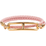 Hermès Rose Sakura Tressè Leather Roulis Double Tour Bracelet