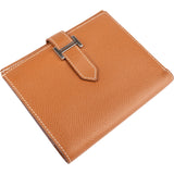 Hermès Gold Brown Epsom Leather H Béarn Compact Wallet
