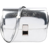 Celine Metallic Silver Patent Leather Classic Box Medium Crossbody Bag