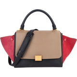 Celine Tricolor Suede Leather Trapeze Handbag