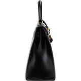 Hermès Noir Box Calf Kelly Sellier 28 Handbag