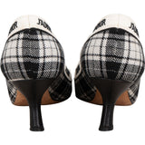 Christian Dior Black & White J'Adior Plaid Tartan Fabric Kitten Heel Pumps (34,5)
