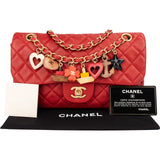 Chanel Quilted Lambskin Medium Charm Single Flap Shoulder Bag