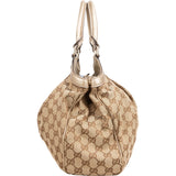 Gucci Monogram GG Canvas Metallic Leather Sukey Handbag