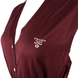 Prada Wine Red Cotton Knit Button Cardigan Sleeveless Top Dress (IT38)