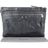 Balenciaga Grey Arena Leather Classic City Clip Clutch