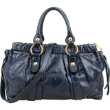 Miu Miu Vitello Lux Leather Drawstring Satchel Handbag