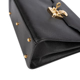 Gucci Black Grained Leather Padlock Top Handle Handbag