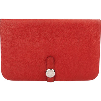 Hermès Rouge Grained Togo Leather Dogon Wallet