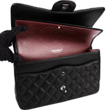 Chanel Quilted Lambskin Palladium Jumbo Double Flap Crossbody Bag