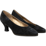 Yves Saint Laurent Black Leather Suede Studded Pumps (34)