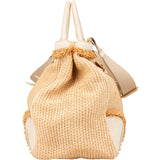 Prada Raffia and Leather Studded Handbag