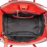 Prada Glaced Grained Leather Double Zip Tote Shopper Handbag