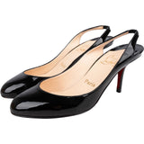 Christian Louboutin Black Patent Leather Corneille Slingback Pumps (39)