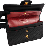 Chanel Quilted Lambskin Small 24K Gold Double Flap Shoulder Bag