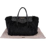 Miu Miu Faux Fur Matelassé Nappa Leather Tote Handbag