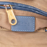 Chloé Blue Grained Leather Marcie Shoulder Bag