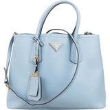 Prada Blue Saffiano Leather Tote Double Handbag